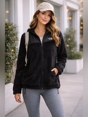 The North Face Women’s Black Fleece Zip Hoodie Jacket Small Cozy Lightweight